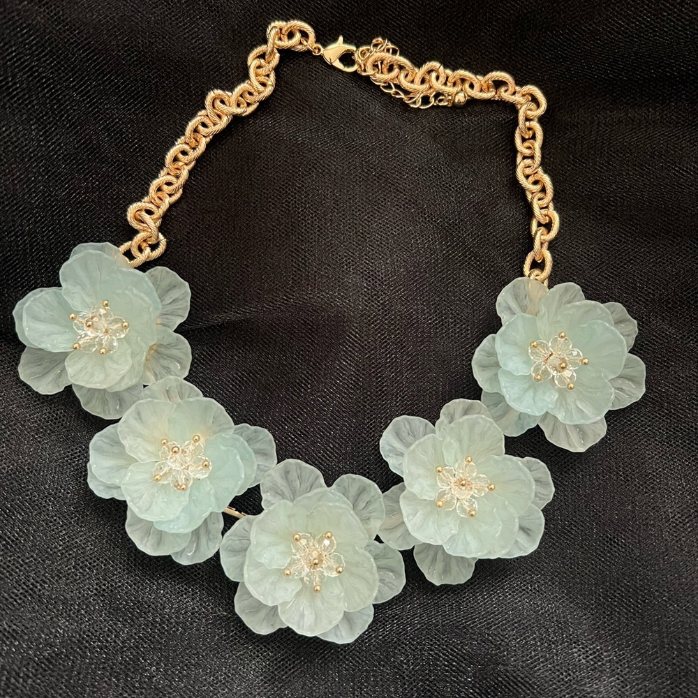Blue flower statement necklace